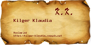 Kilger Klaudia névjegykártya